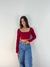 Blusa cropped manga longa com decote quadrado na internet