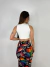 Saia midi com fenda lateral canelado estampado nick - loja online