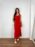 Vestido midi pespontado com fenda lateral - loja online