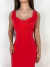 Vestido midi pespontado com fenda lateral - Santo Conceito