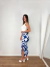 Saia midi com fenda lateral canelado estampado nick