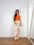 Saia midi com fenda lateral canelado estampado nick - Santo Conceito