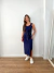 Vestido midi pespontado com fenda lateral