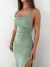 Vestido midi de alcinha com fenda hannah - comprar online