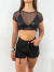 Shorts curto feminino black desfiado
