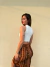 Saia midi com fenda lateral canelado estampado nick - comprar online