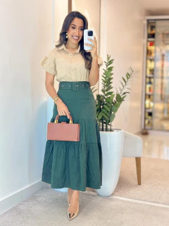 031 - Saia Jeans | botões forrado - Loja Boa Forma