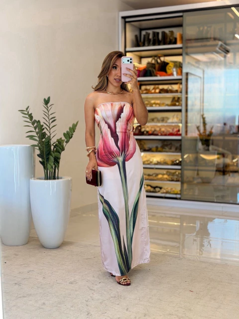 637 - Vestido Seda | Tomara que caia - comprar online