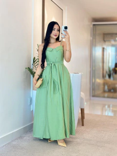 986 - Vestido linho | Alça - loja online