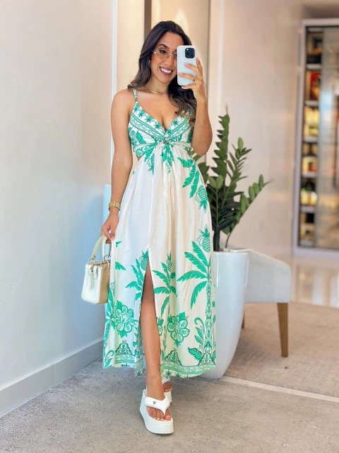 527 - Vestido viscolinho | amarração nas costas - comprar online