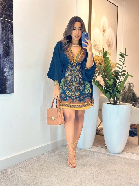 565 - Vestido viscolinho | amarração na cintura - comprar online