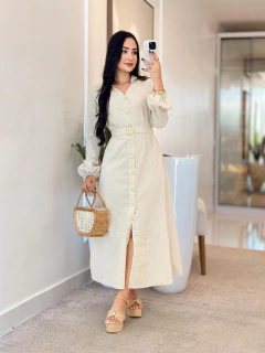 Imagem do 1079 - Vestido Linho | Manga Longa