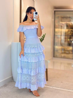 557 - Vestido linho com renda | estilo ciganinha - Loja Boa Forma