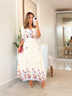 484- Vestido Viscolinho/ gola v Bordado na internet