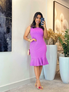 627- vestido canelado/ regata com babado - comprar online