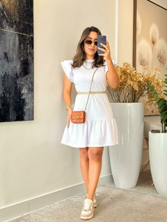 613 - Vestido Canelado | gola, dois babados na internet