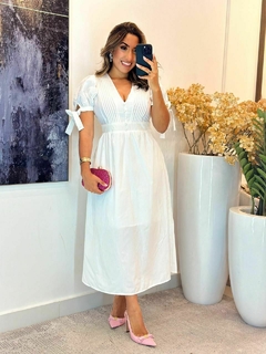 506 - Vestido Tricoline/manga bufante - comprar online