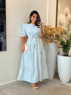 521- Vestido linho / Detalhe botão - loja online
