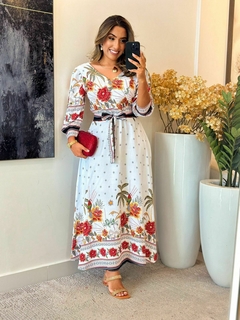347 - Vestido viscolinho / gola em V - comprar online
