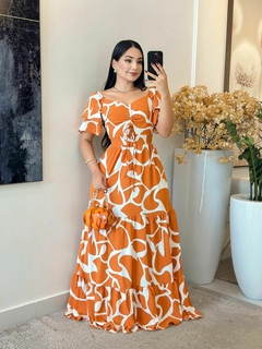 385 - Vestido crepe forrado / Manga dupla - Loja Boa Forma