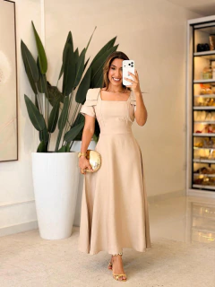 Imagem do 906- vestido linho|Detalhe laço
