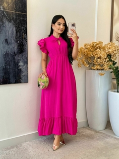 509 - Vestido viscolinho | amarração na gola - Loja Boa Forma