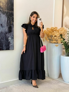509 - Vestido viscolinho | amarração na gola na internet