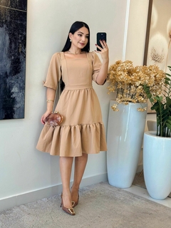 534 - Vestido alfaiataria| Gola quadrada - loja online