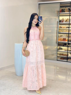 558- Vestido tricoline/ em laser na internet