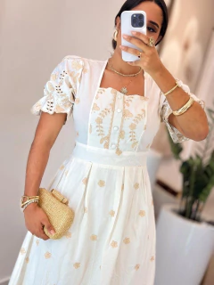 Imagem do 959 - Vestido Tricoline | Bordado com botões
