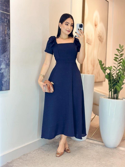 522 - Vestido linhão | laço na manga - comprar online