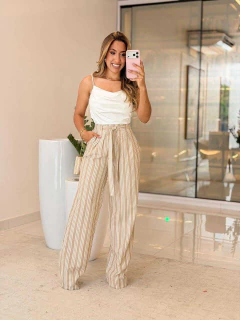 538 - Calça alfaiataria | amarração na cintura - Loja Boa Forma