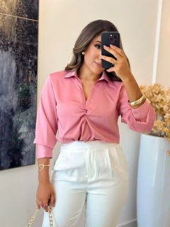 1074 - Blusa seda | Detalhe no busto - loja online