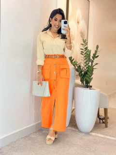 181 - Saia jeans | estilo cargo - Loja Boa Forma