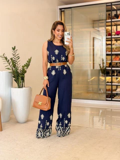 804 - Conjunto linho bordado | regata - comprar online