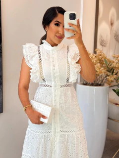 611 - Vestido laser | com guipir - Loja Boa Forma