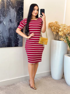 1040 - Vestido Canelado | manga princesa - comprar online