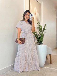 Imagem do 585 - Vestido tricoline | acompanha faixa