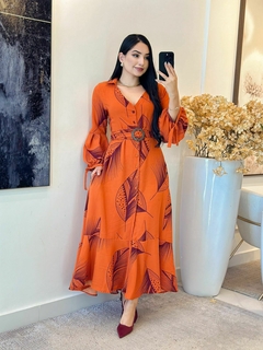 612 - Vestido Crepe | Manga longa detalhe botões - Loja Boa Forma