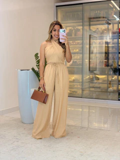 544 - Conjunto linho | com cropped de amarração na internet