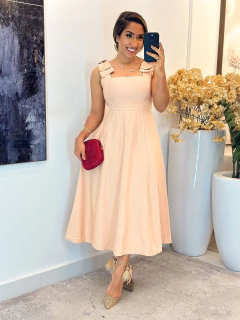 380 - Vestido linho | alça com laço - comprar online
