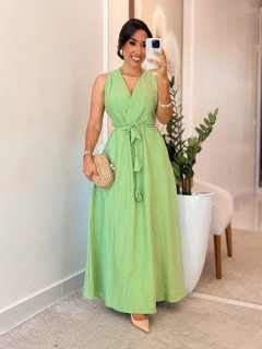 990- vestido linho Marrant/ decote cruzado acompanha faixa na internet