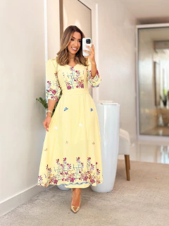 484- Vestido Viscolinho/ gola v Bordado - comprar online