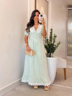 Imagem do 535 - Vestido linho | detalhe macramé