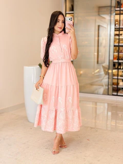 570 - Vestido Crepe | Bordado - comprar online