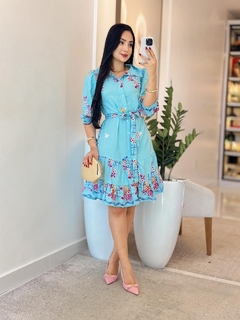1029 - Vestido viscolinho | manga longa, acompanha faixa - comprar online