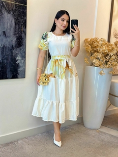 1147 - Vestido Crepe de linho | gola redonda - comprar online
