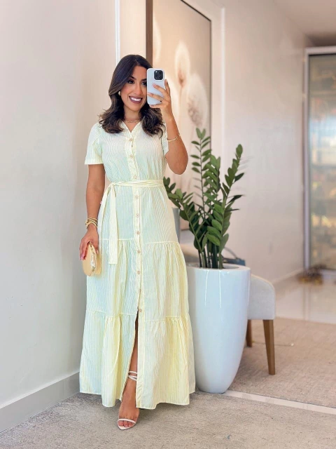 585 - Vestido tricoline | acompanha faixa - comprar online