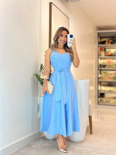 Imagem do 548 - Vestido linho | alça, acompanha o cinto