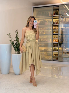 614 - Vestido Linho Bordado | Pontas - Loja Boa Forma